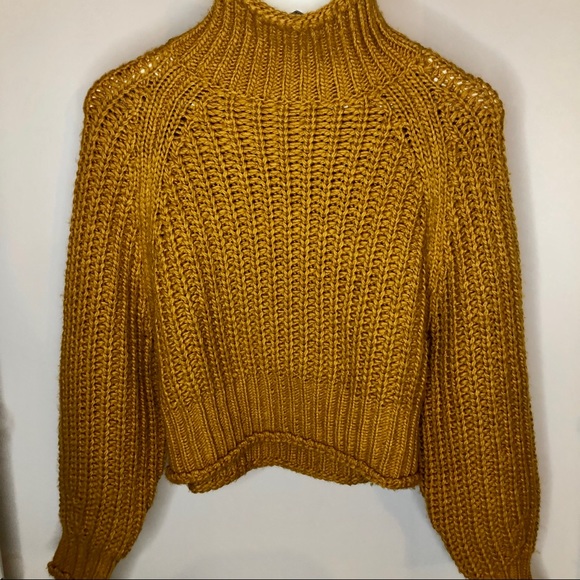 Mock Turtleneck Knitted Sweater (Yellow) - Picture 2 of 3